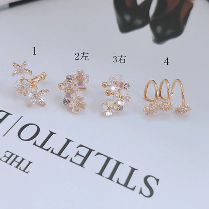 1 Piece Simple Style Flower Inlay Alloy Zircon Ear Cuffs