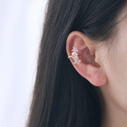 1 Piece Simple Style Flower Inlay Alloy Zircon Ear Cuffs