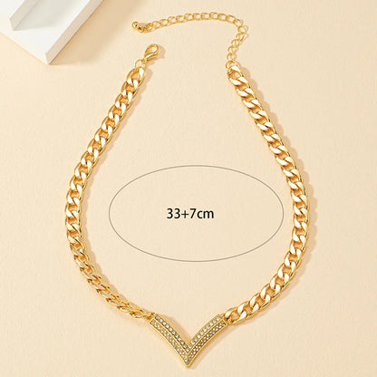 1 Piece Simple Style Geometric Alloy Plating Rhinestones Women's Choker