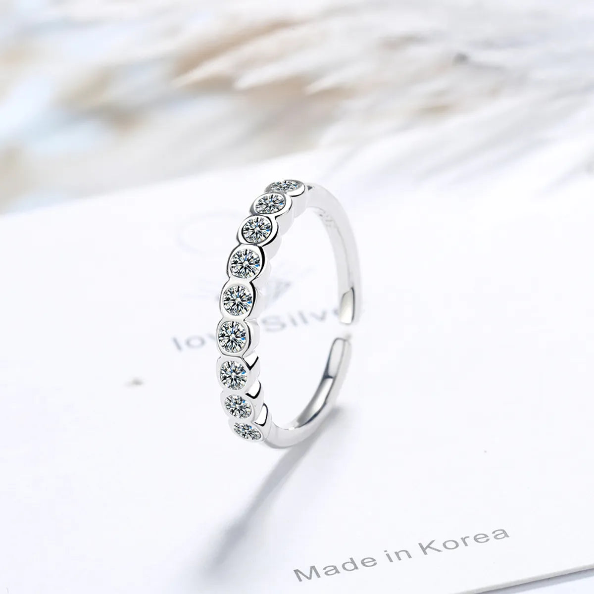 1 Piece Simple Style Geometric Copper Plating Inlay Zircon Open Ring