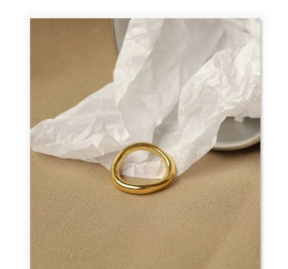 1 Piece Simple Style Geometric Copper Plating Wave Ring