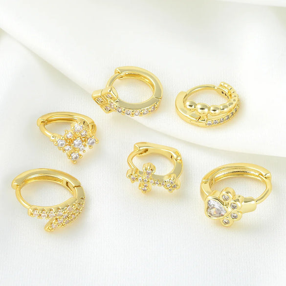 1 Piece Simple Style Geometric Plating Inlay Brass Zircon 18k Gold Plated Silver Plated Earrings