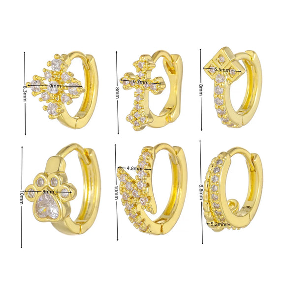 1 Piece Simple Style Geometric Plating Inlay Brass Zircon 18k Gold Plated Silver Plated Earrings