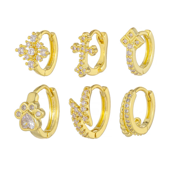 1 Piece Simple Style Geometric Plating Inlay Brass Zircon 18k Gold Plated Silver Plated Earrings