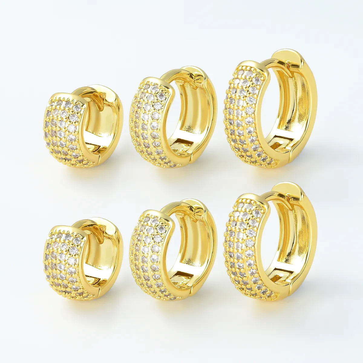 1 Piece Simple Style Geometric Plating Inlay Brass Zircon 18k Gold Plated Silver Plated Hoop Earrings