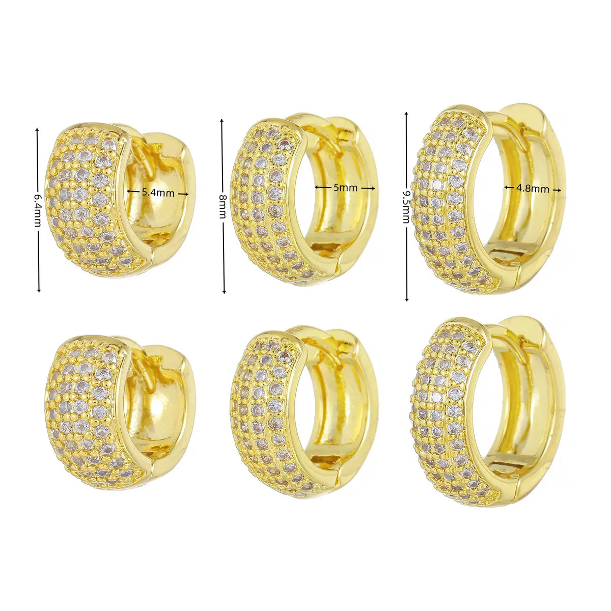 1 Piece Simple Style Geometric Plating Inlay Brass Zircon 18k Gold Plated Silver Plated Hoop Earrings