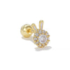 1 Piece Simple Style Geometric Plating Inlay Brass Zircon 18k Gold Plated White Gold Plated Ear Studs