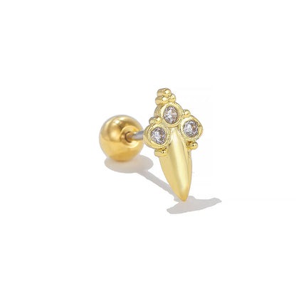 1 Piece Simple Style Geometric Plating Inlay Brass Zircon 18k Gold Plated White Gold Plated Ear Studs