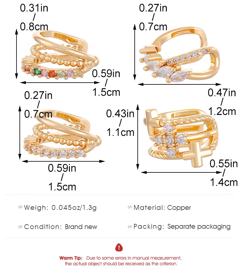 1 Piece Simple Style Geometric Plating Inlay Copper Rhinestones Gold Plated Silver Plated Ear Cuffs