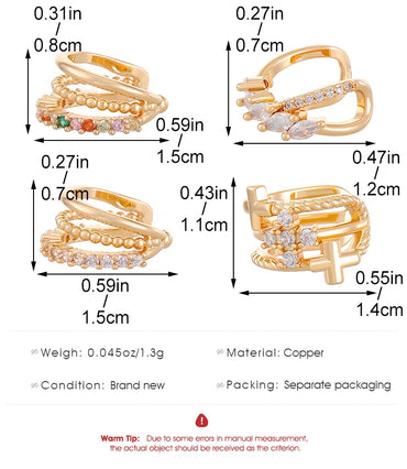 1 Piece Simple Style Geometric Plating Inlay Copper Rhinestones Gold Plated Silver Plated Ear Cuffs