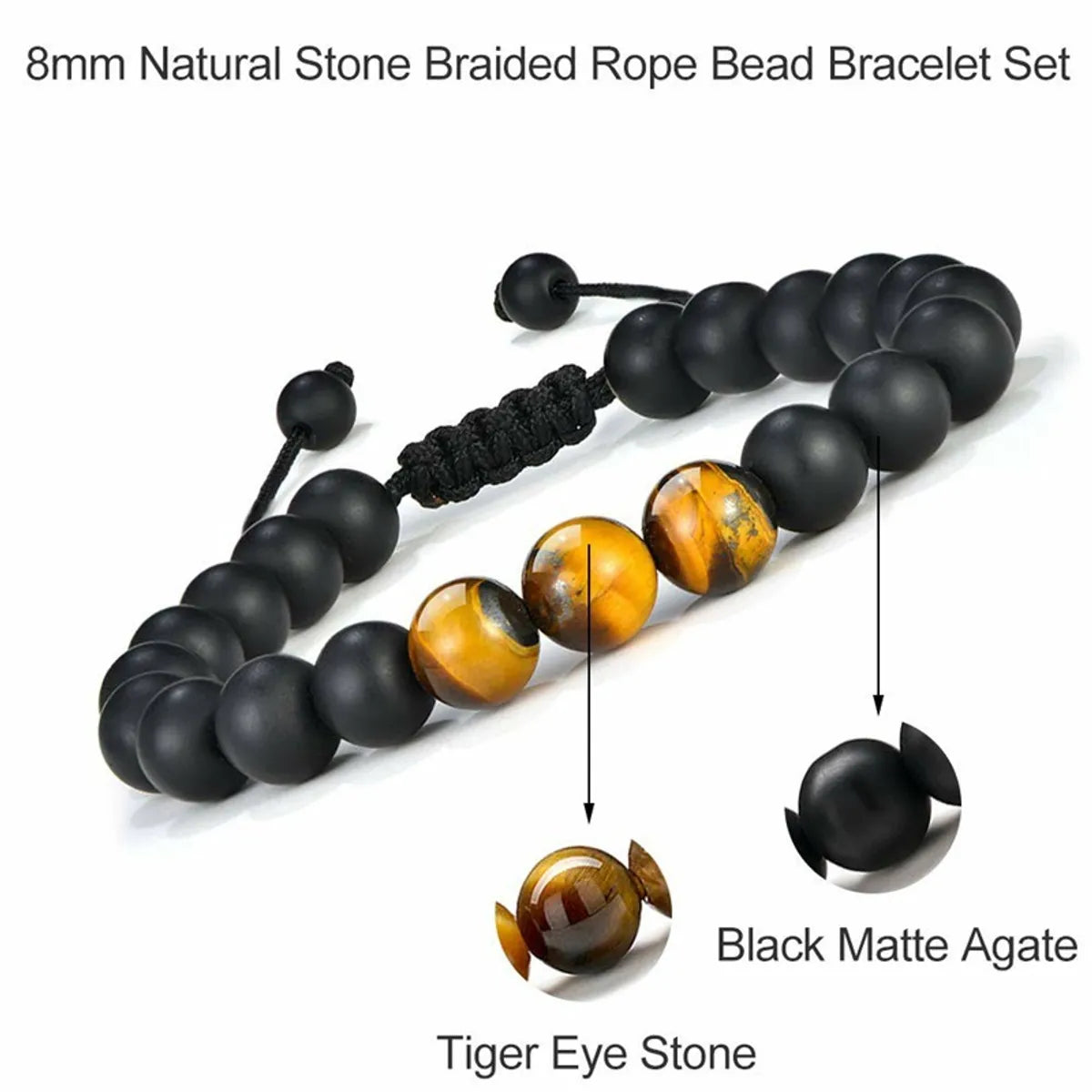 1 Piece Simple Style Geometric Rope Tiger Eye Men'S Bracelets