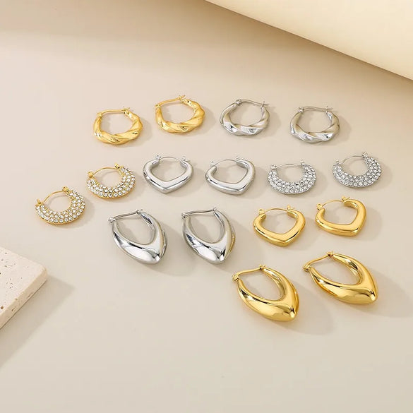 1 Piece Simple Style Geometric Solid Color 304 Stainless Steel 18K Gold Plated Earrings