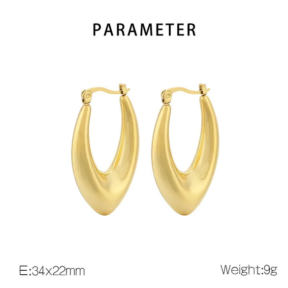 1 Piece Simple Style Geometric Solid Color 304 Stainless Steel 18K Gold Plated Earrings