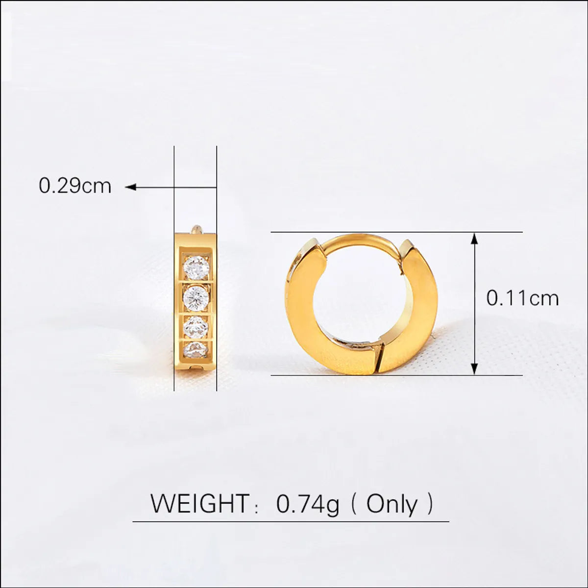 1 Piece Simple Style Geometric Solid Color Plating Stainless Steel Hoop Earrings