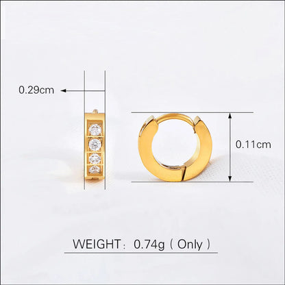 1 Piece Simple Style Geometric Solid Color Plating Stainless Steel Hoop Earrings