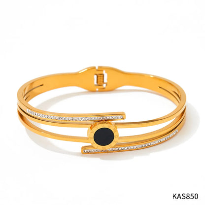 1 Piece Simple Style Geometric Stainless Steel Plating Inlay Zircon Bangle