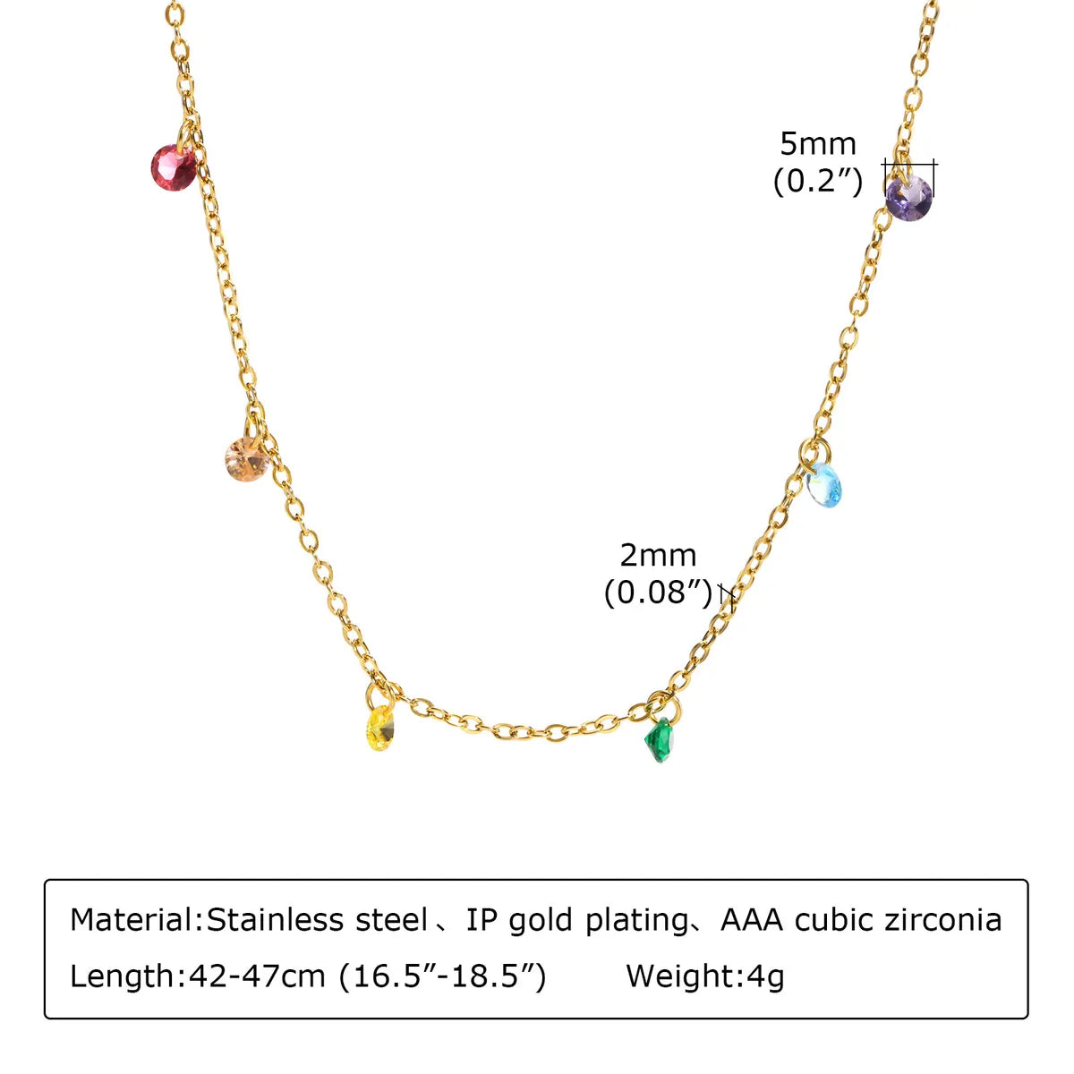 1 Piece Simple Style Geometric Stainless Steel Plating Zircon Necklace