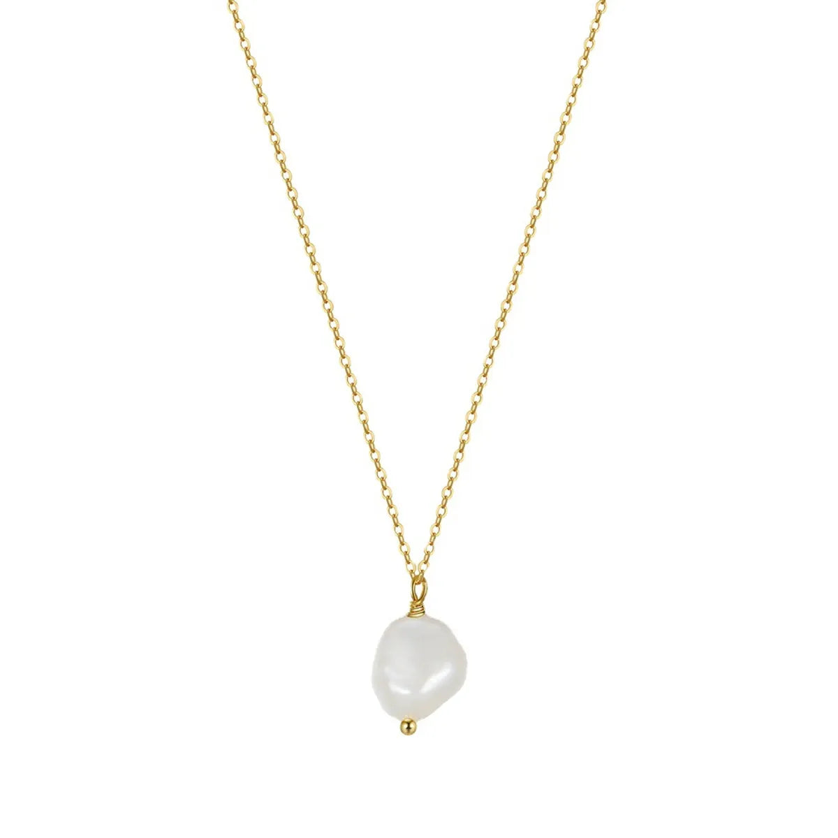 1 Piece Simple Style Geometric Sterling Silver Plating Inlay Pearl 14k Gold Plated Pendant Necklace