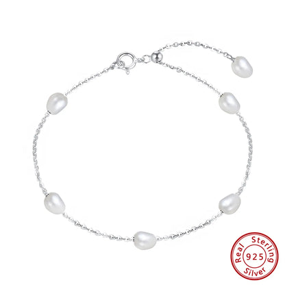 1 Piece Simple Style Geometric Sterling Silver Plating Inlay Pearl Bracelets