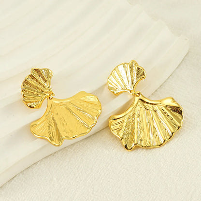 1 Piece Simple Style Ginkgo Leaf Plating Stainless Steel 18k Gold Plated Drop Earrings