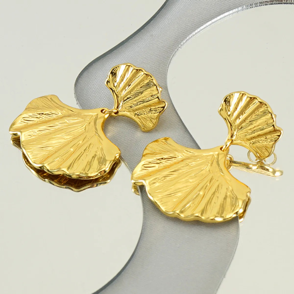 1 Piece Simple Style Ginkgo Leaf Plating Stainless Steel 18k Gold Plated Drop Earrings