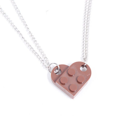 1 Piece Simple Style Heart Shape Alloy Plastic Patchwork Couple Pendant Necklace