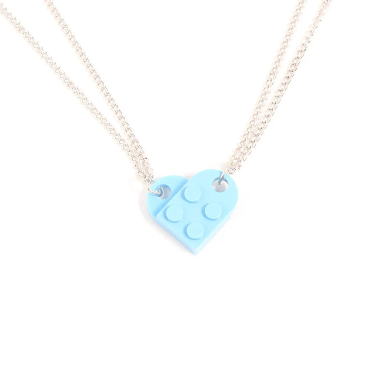 1 Piece Simple Style Heart Shape Alloy Plastic Patchwork Couple Pendant Necklace