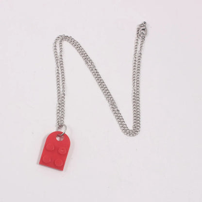 1 Piece Simple Style Heart Shape Alloy Plastic Patchwork Couple Pendant Necklace