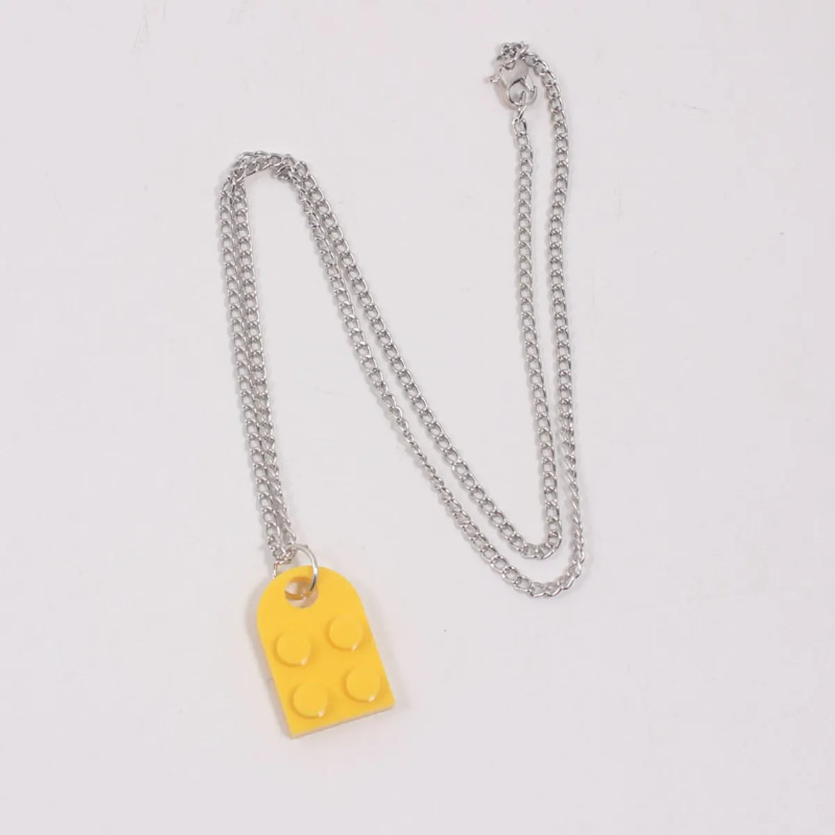 1 Piece Simple Style Heart Shape Alloy Plastic Patchwork Couple Pendant Necklace