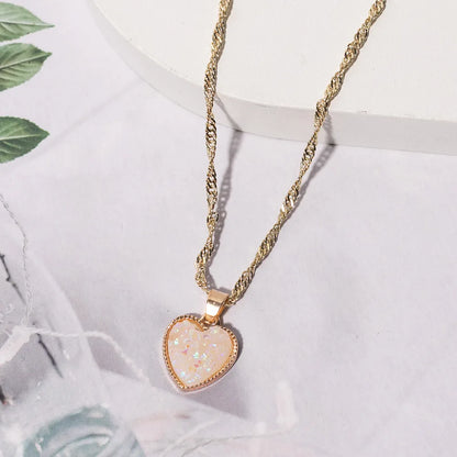 1 Piece Simple Style Heart Shape Alloy Plating Women'S Pendant Necklace