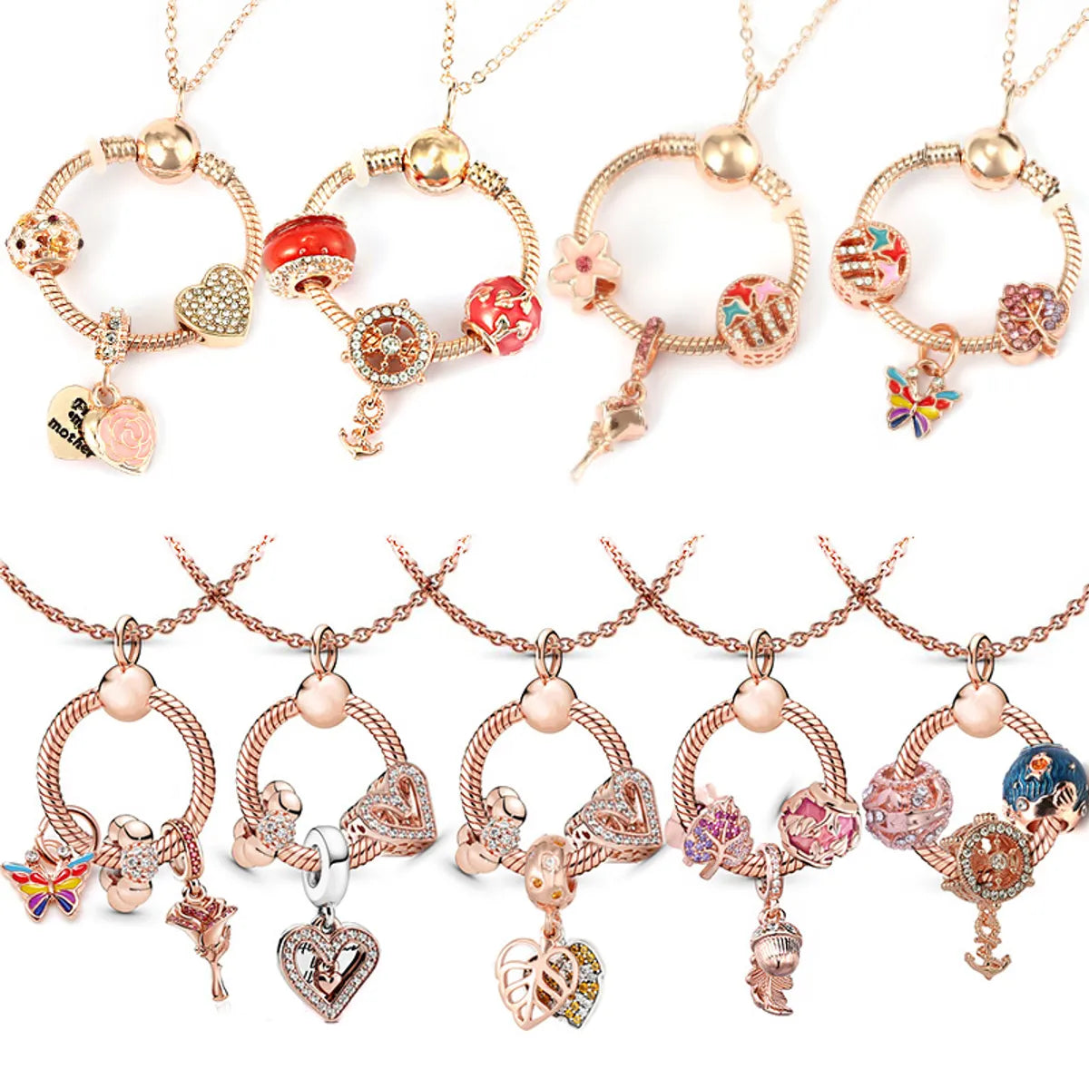 1 Piece Simple Style Heart Shape Bow Knot Alloy Plating Inlay Rhinestones Mother'S Day Women'S Pendant Necklace