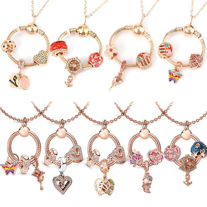 1 Piece Simple Style Heart Shape Bow Knot Alloy Plating Inlay Rhinestones Mother'S Day Women'S Pendant Necklace