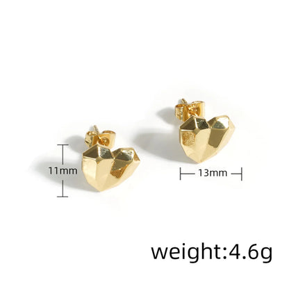 1 Piece Simple Style Heart Shape Bow Knot Plating 304 Stainless Steel 18K Gold Plated Ear Studs