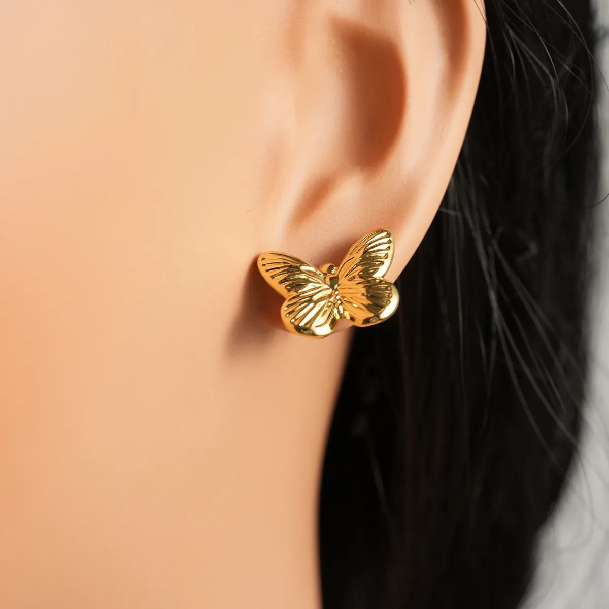 1 Piece Simple Style Heart Shape Bow Knot Plating 304 Stainless Steel 18K Gold Plated Ear Studs