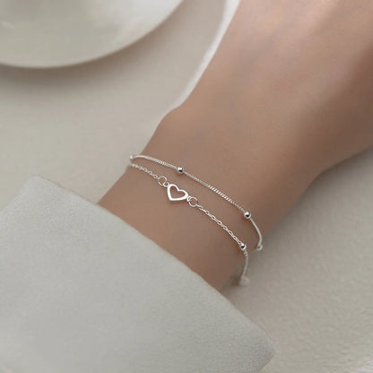 1 Piece Simple Style Heart Shape Copper Plating Bracelets