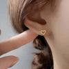 1 Piece Simple Style Heart Shape Inlay Copper Zircon 18K Gold Plated Ear Studs