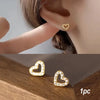 1 Piece Simple Style Heart Shape Inlay Copper Zircon 18K Gold Plated Ear Studs