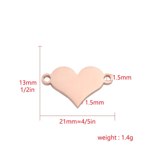 1 Piece Stainless Steel 18K Gold Plated Customization Laser Engraving Heart Shape Pendant