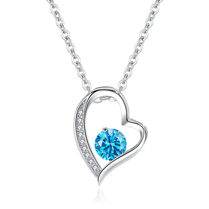 1 Piece Simple Style Heart Shape Sterling Silver Polishing Hollow Out Inlay Rhinestones Pendant Necklace