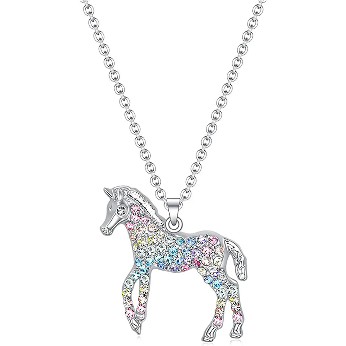 1 Piece Simple Style Horse Alloy Inlay Rhinestones Women's Pendant Necklace