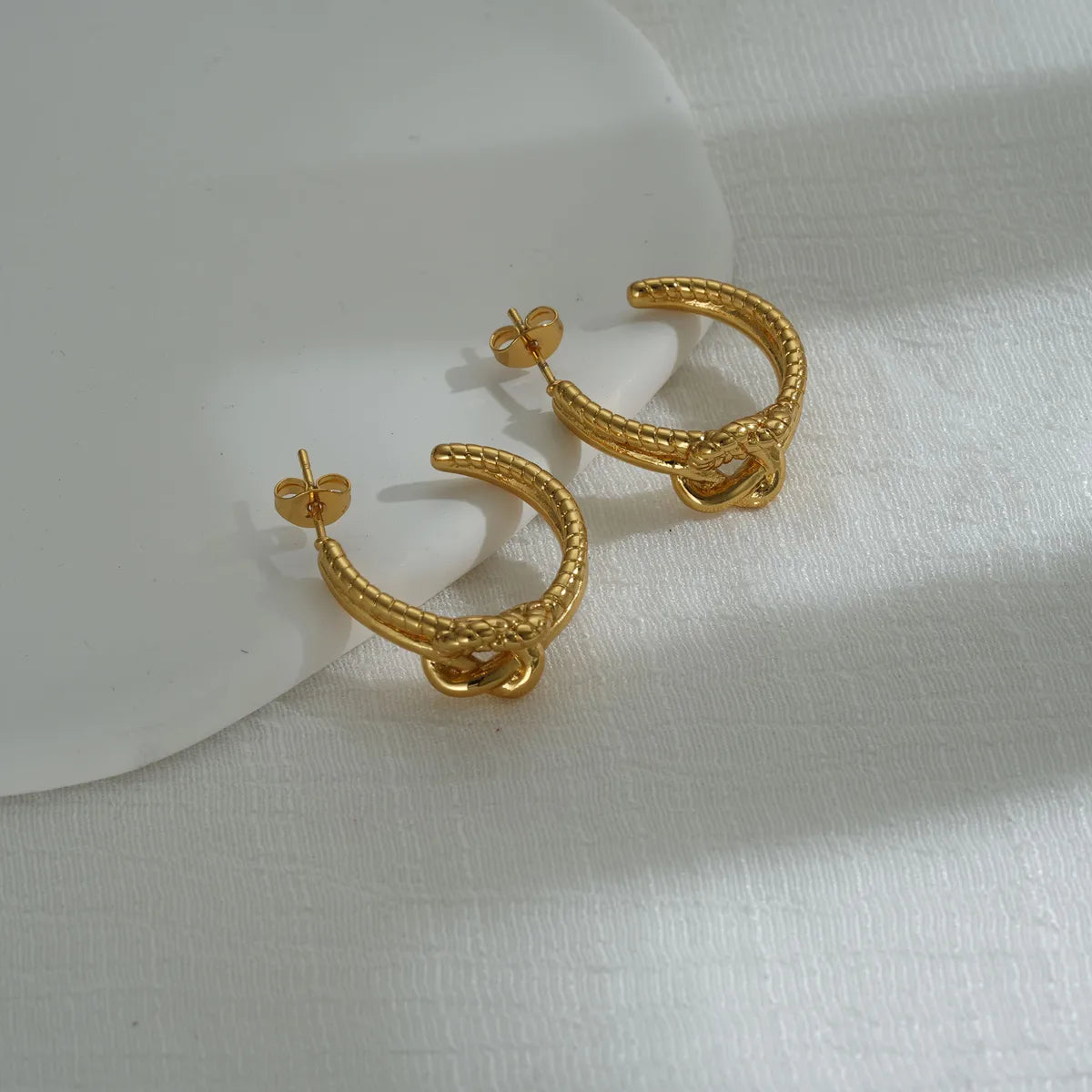 1 Piece Simple Style Knot Plating 304 Stainless Steel 18K Gold Plated Ear Studs