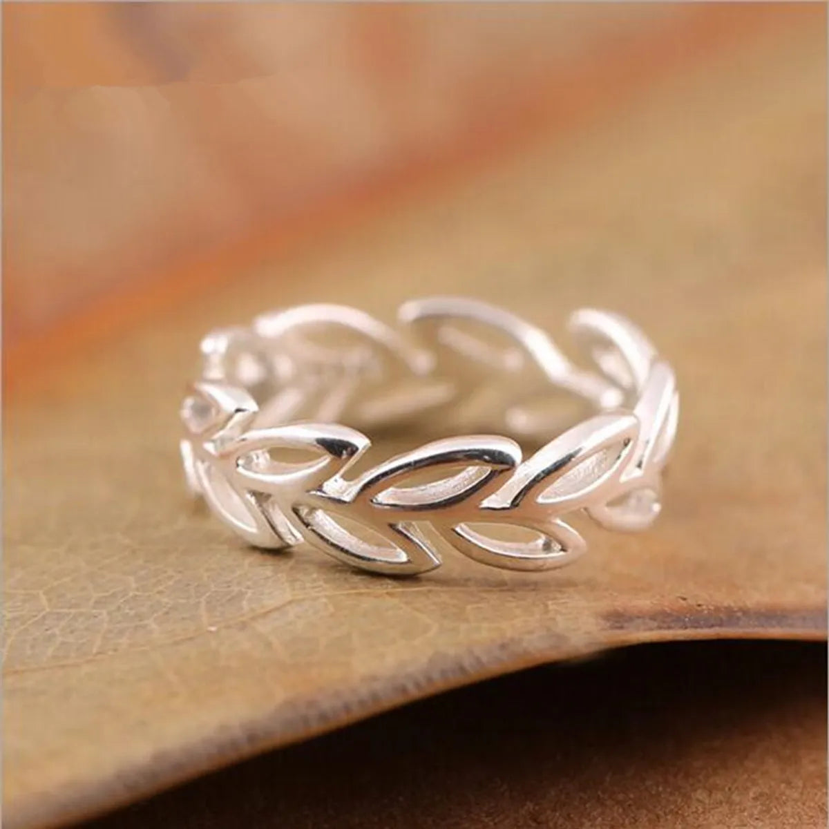 1 Piece Simple Style Leaf Copper Plating Rings