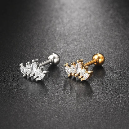 1 Piece Simple Style Leaf Inlay Copper Zircon Ear Studs