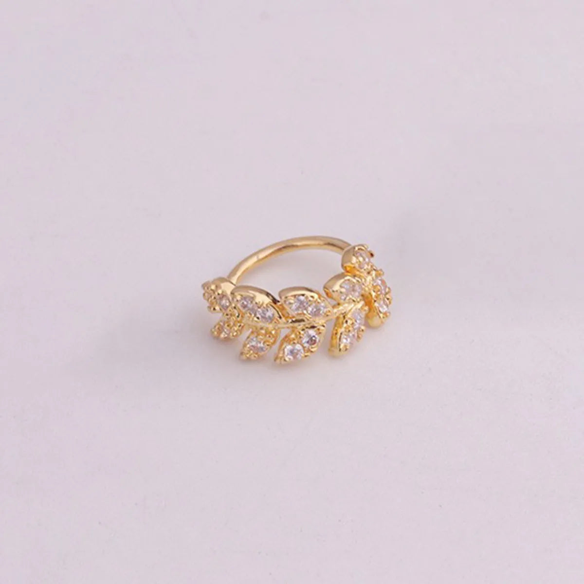 1 Piece Simple Style Leaf Inlay Copper Zircon Ear Studs