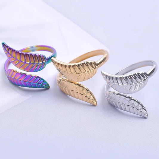 1 Piece Simple Style Leaf Metal Wholesale Rings