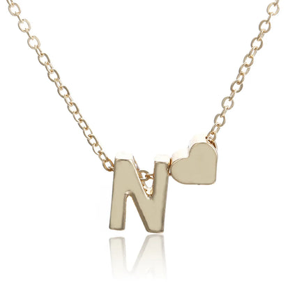 1 Piece Simple Style Letter Heart Shape Alloy Plating Women'S Pendant Necklace