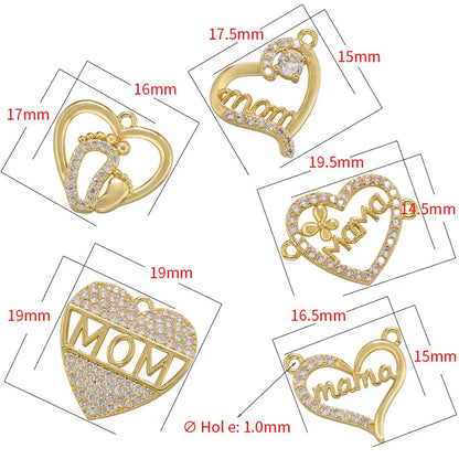 1 Piece Simple Style Letter Heart Shape Brass Plating Inlay Pendant Jewelry Accessories