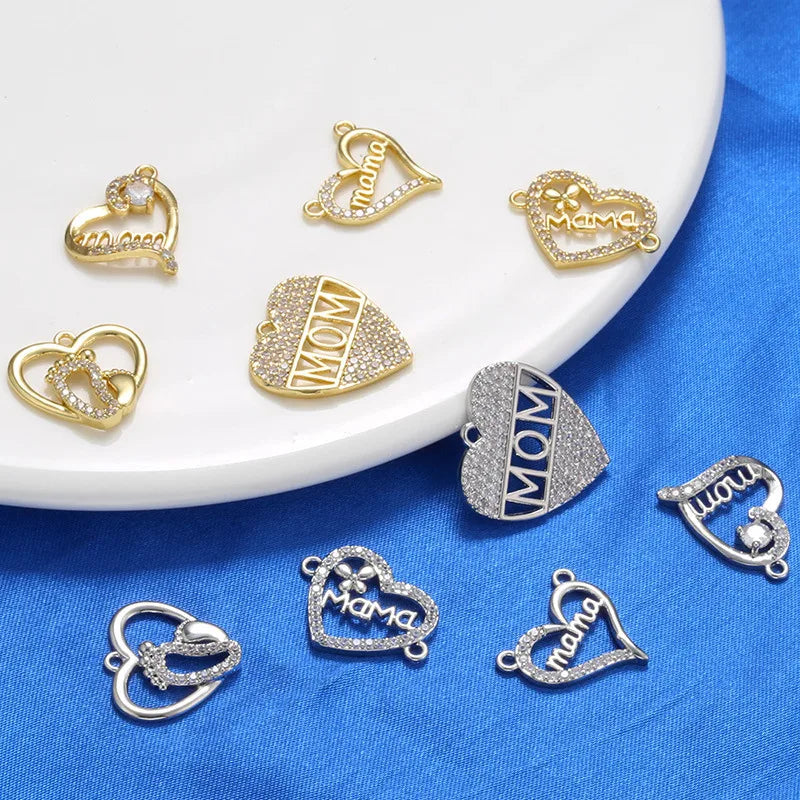 1 Piece Simple Style Letter Heart Shape Brass Plating Inlay Pendant Jewelry Accessories