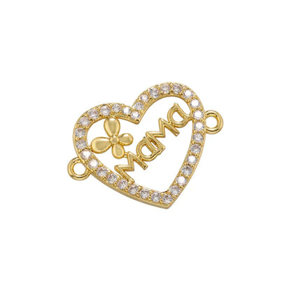 1 Piece Simple Style Letter Heart Shape Brass Plating Inlay Pendant Jewelry Accessories