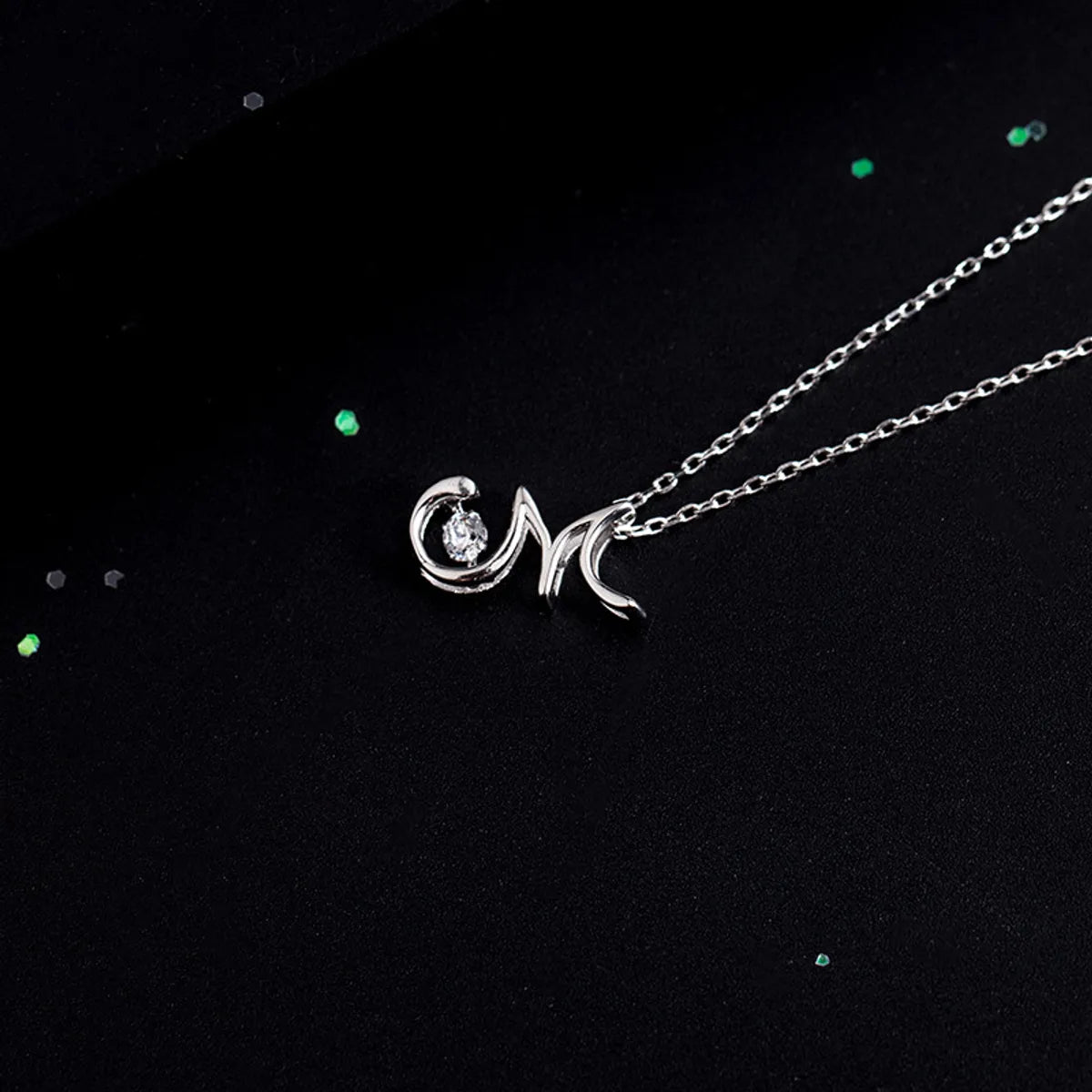 1 Piece Simple Style Letter Sterling Silver Inlay Zircon Pendant Necklace